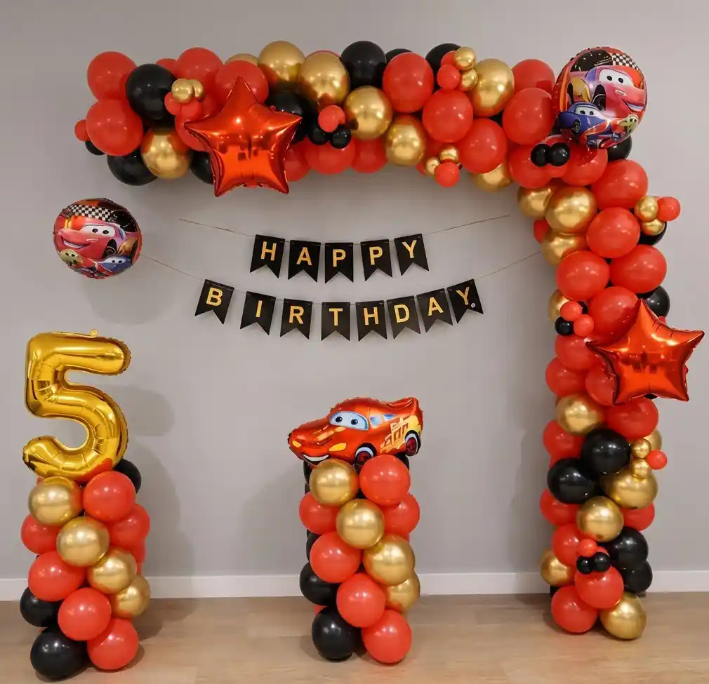Car Theme Birthday Balloon Backdrop Decor